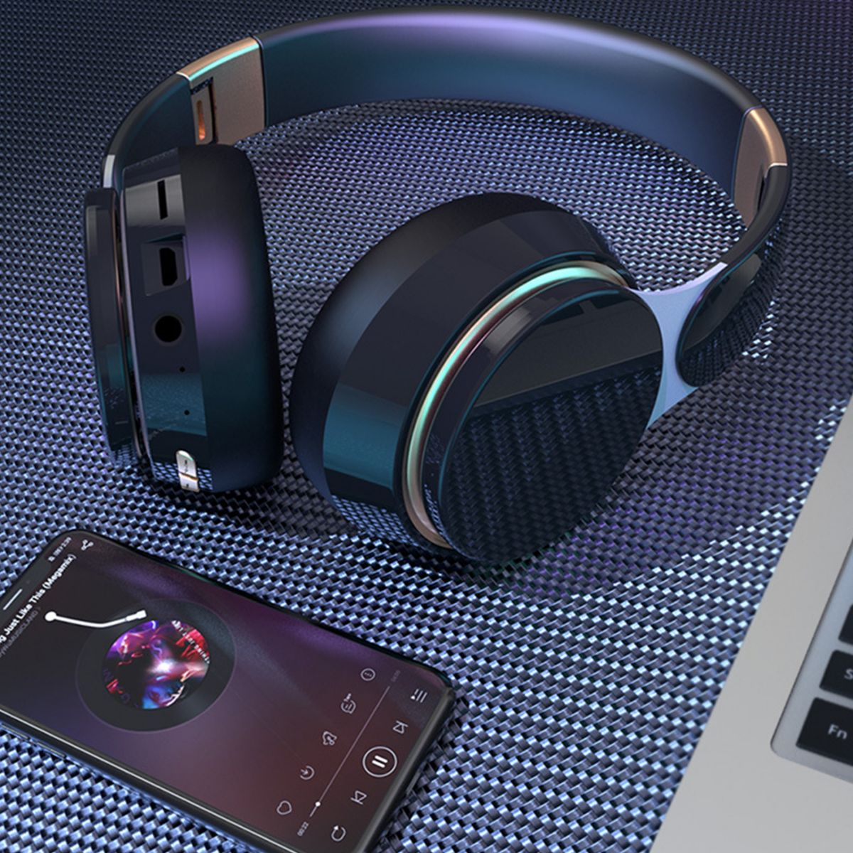 Kopfhörer Bluetooth KINSI Over-Ear-Kopfhörer, Kabellose Kopfhörer,Sport-Kopfhörer,Bluetooth,Kabelgebundene Over-ear blau