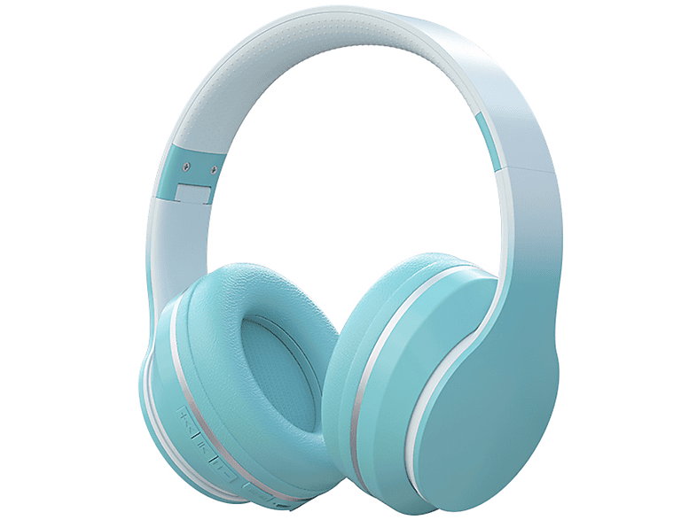 KINSI Kabellose Bluetooth-Kopfhörer, Over-Ear-Kopfhörer, Kinder-Headset Funk-Kopfhörer, Over-ear Headset Bluetooth Bluetooth Azurblau
