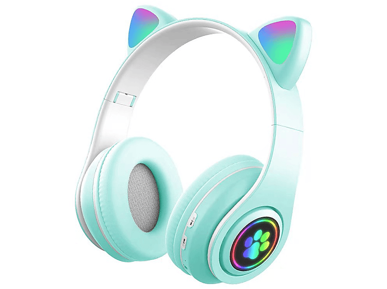 Bluetooth Gaming-Headset, Bluetooth-Headset, Over-ear KINSI Katzenohr-Headset, Drahtloses grün Bluetooth-Headset