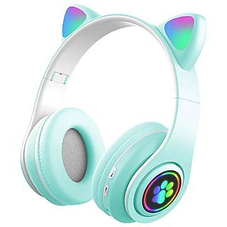 Auriculares inalámbricos - KINSI Serie Cat Ear, Circumaurales, Bluetooth, Verde