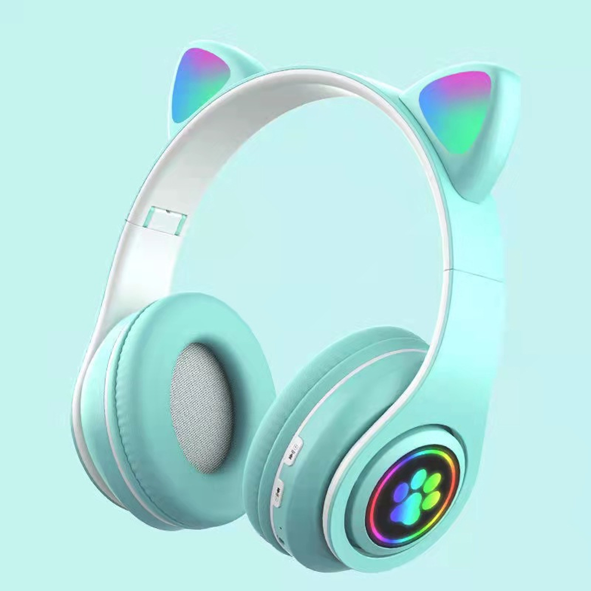 KINSI Gaming-Headset, Drahtloses Bluetooth-Headset, grün Bluetooth-Headset Over-ear Bluetooth Katzenohr-Headset