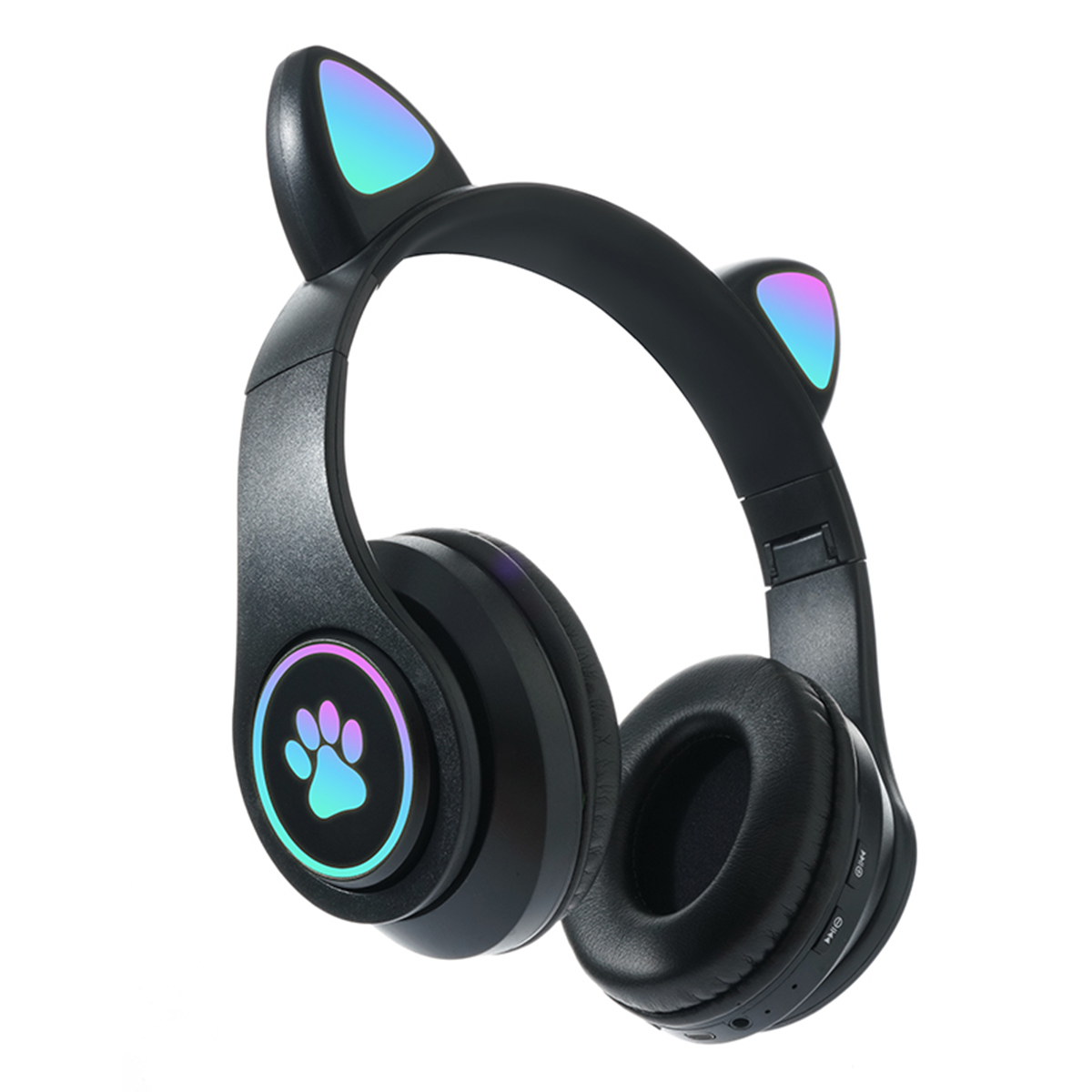 schwarz mit KINSI Gaming-Headset, Over-ear Bluetooth-Headset Computer/Telefon, Bluetooth kompatibel Katzenohr-Headset,
