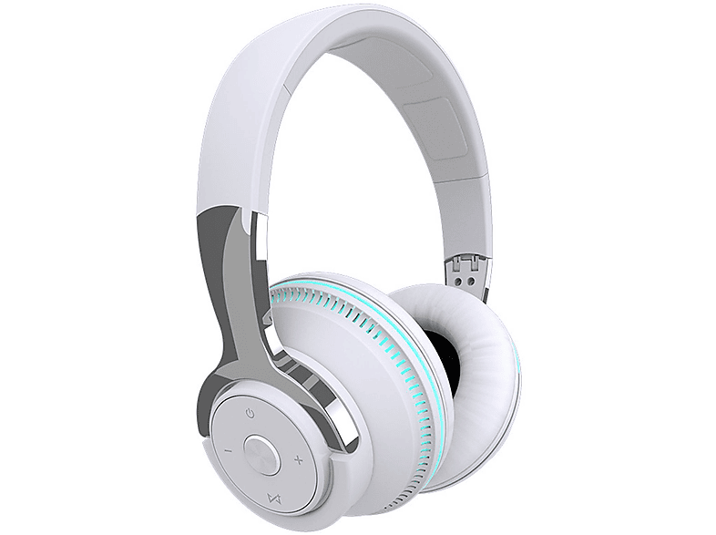 KINSI Bluetooth-Headset, Sport-Kopfhörer, Over-Ear, Noise-Cancelling, Bluetooth-Kopfhörer, Over-ear Kopfhörer Bluetooth weiß