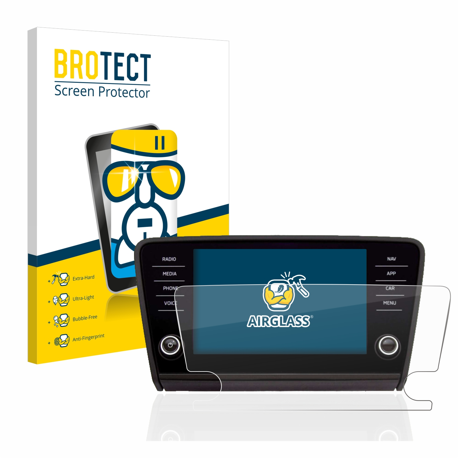 BROTECT Airglass klare Schutzfolie(für Skoda 2017 System) Octavia Infotainment