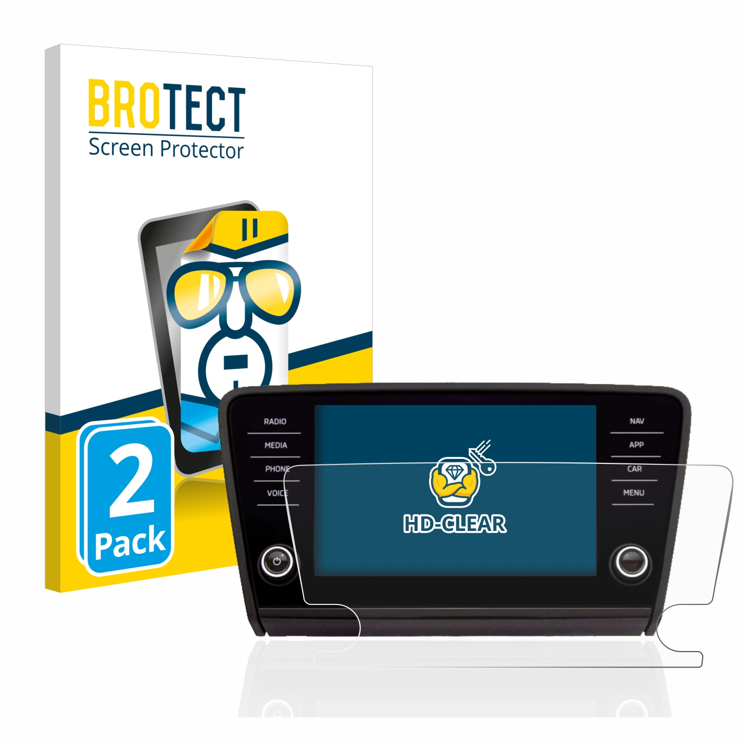 Octavia BROTECT klare Skoda 2x Infotainment Schutzfolie(für 2017 System)