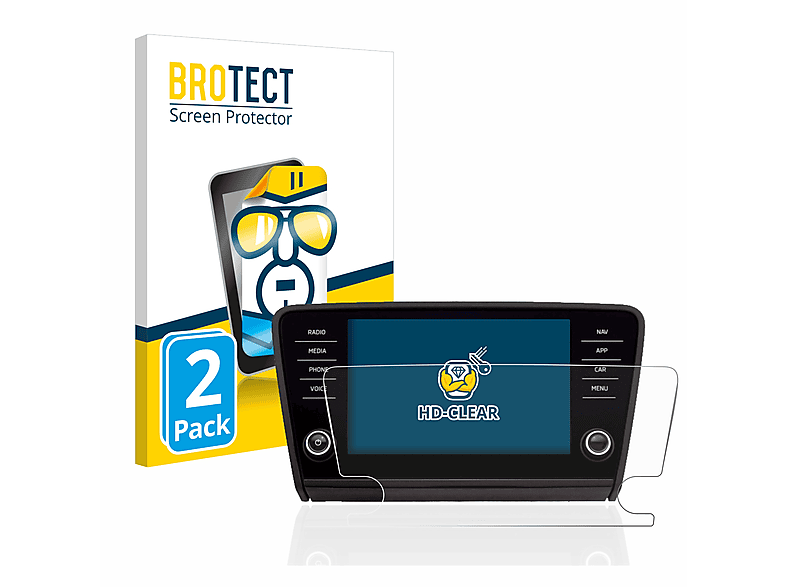 BROTECT 2x klare Schutzfolie(für Skoda Octavia 2017 Infotainment System)