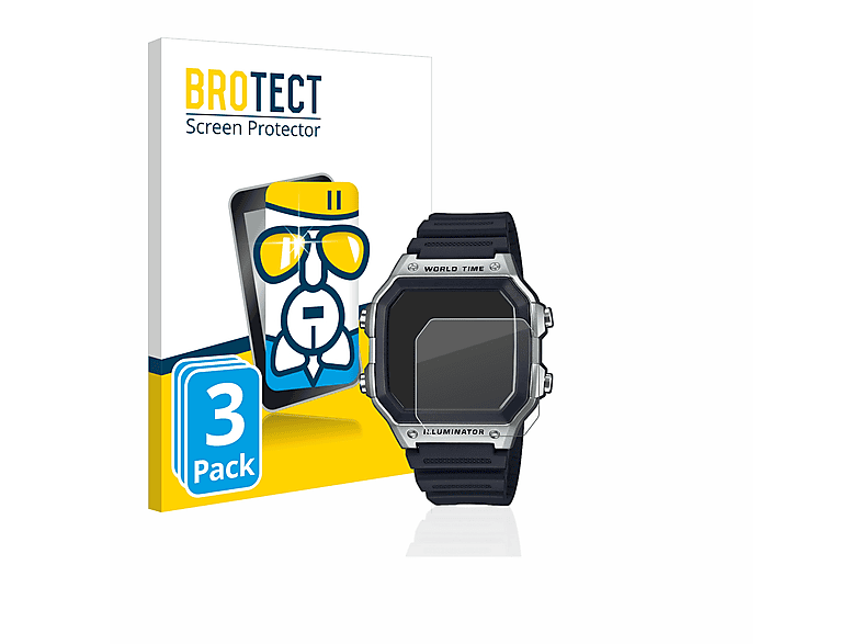 BROTECT 3x Airglass klare Schutzfolie(für Casio AE-1200WH-1CVEF)