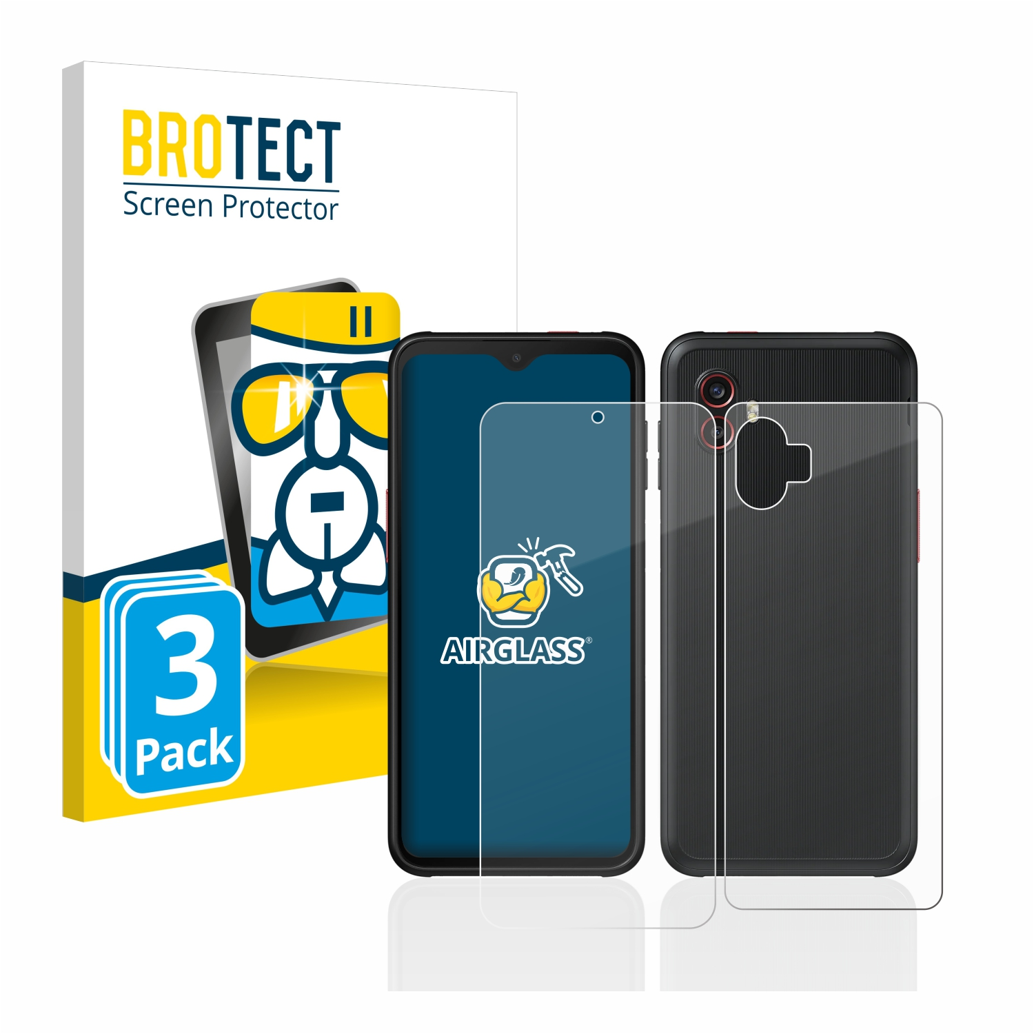 BROTECT 3x Airglass klare 6 Pro Enterprise Edition) Samsung Xcover Galaxy Schutzfolie(für