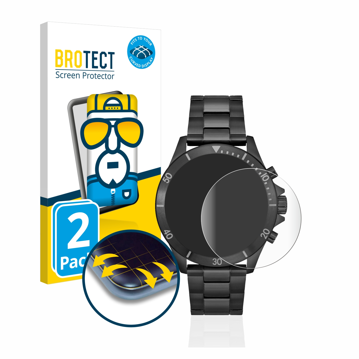 58115493) Chronograph Curved Hugo Flex 2x BROTECT Schutzfolie(für 3D Full-Cover Boss
