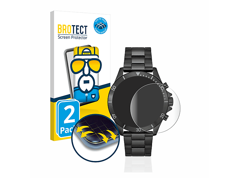 BROTECT Hugo Curved 2x Boss Chronograph Full-Cover 3D 58115493) Flex Schutzfolie(für