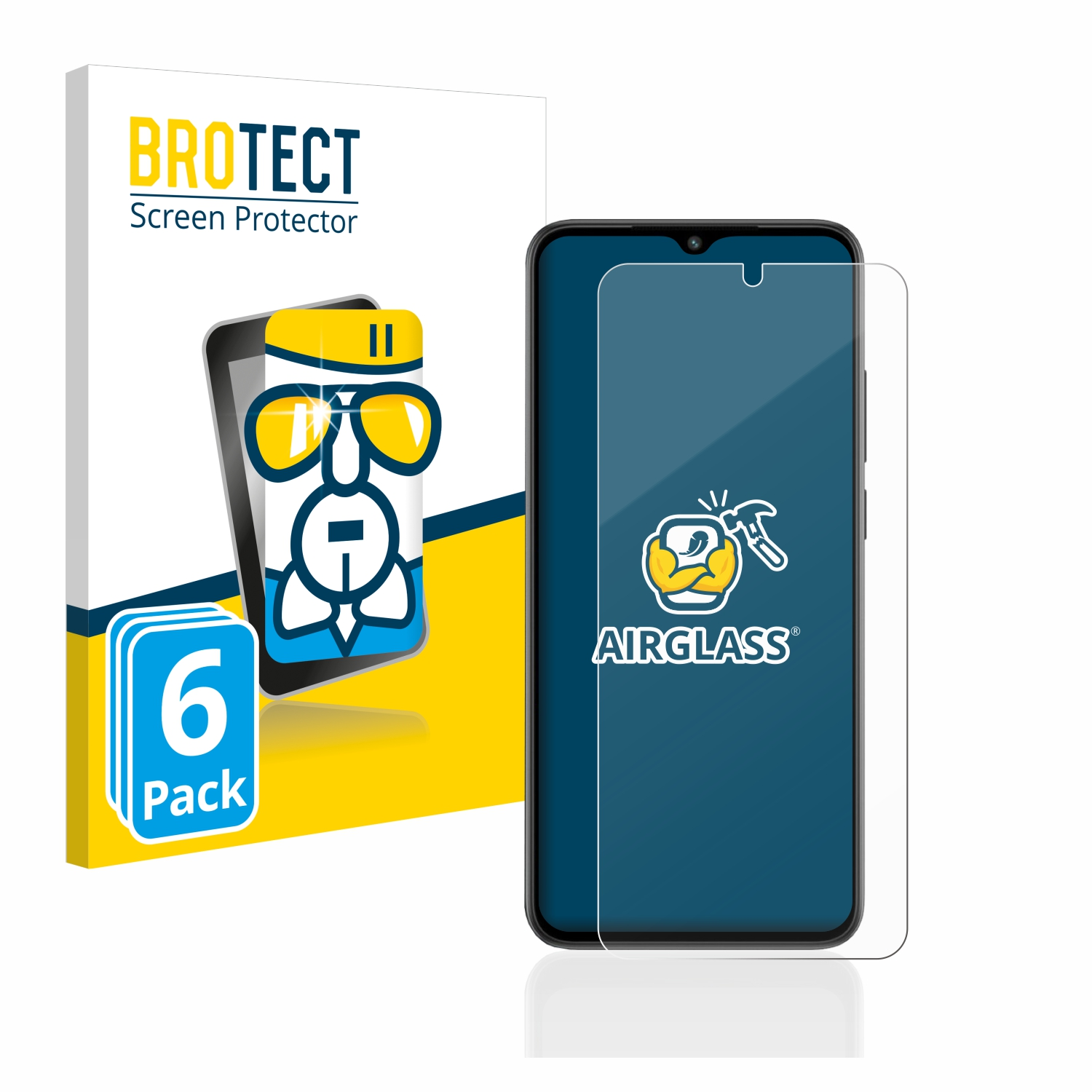 6x A2) Schutzfolie(für Redmi Xiaomi Airglass BROTECT klare