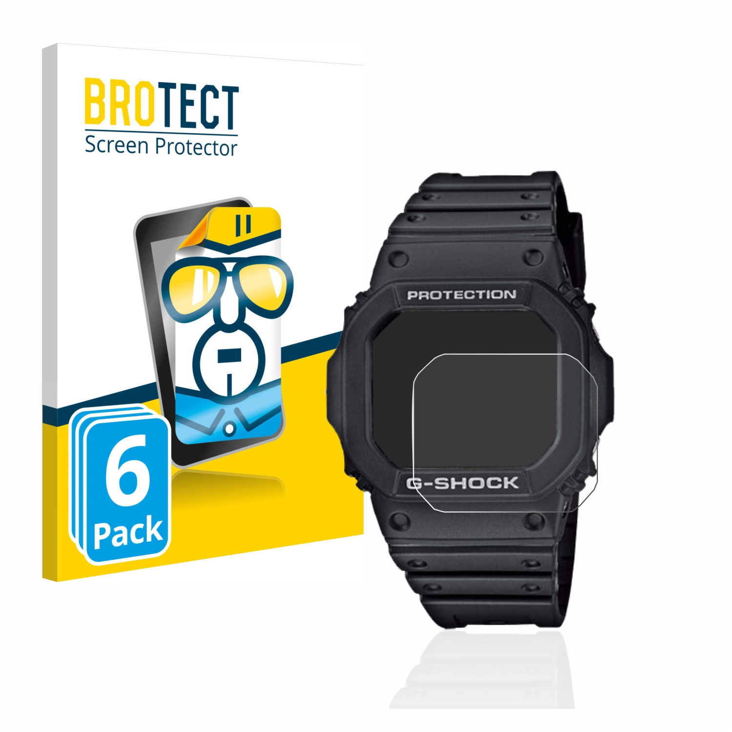 Schutzfolie(für BROTECT Casio klare G-Shock GW-M5610-1ER) 6x
