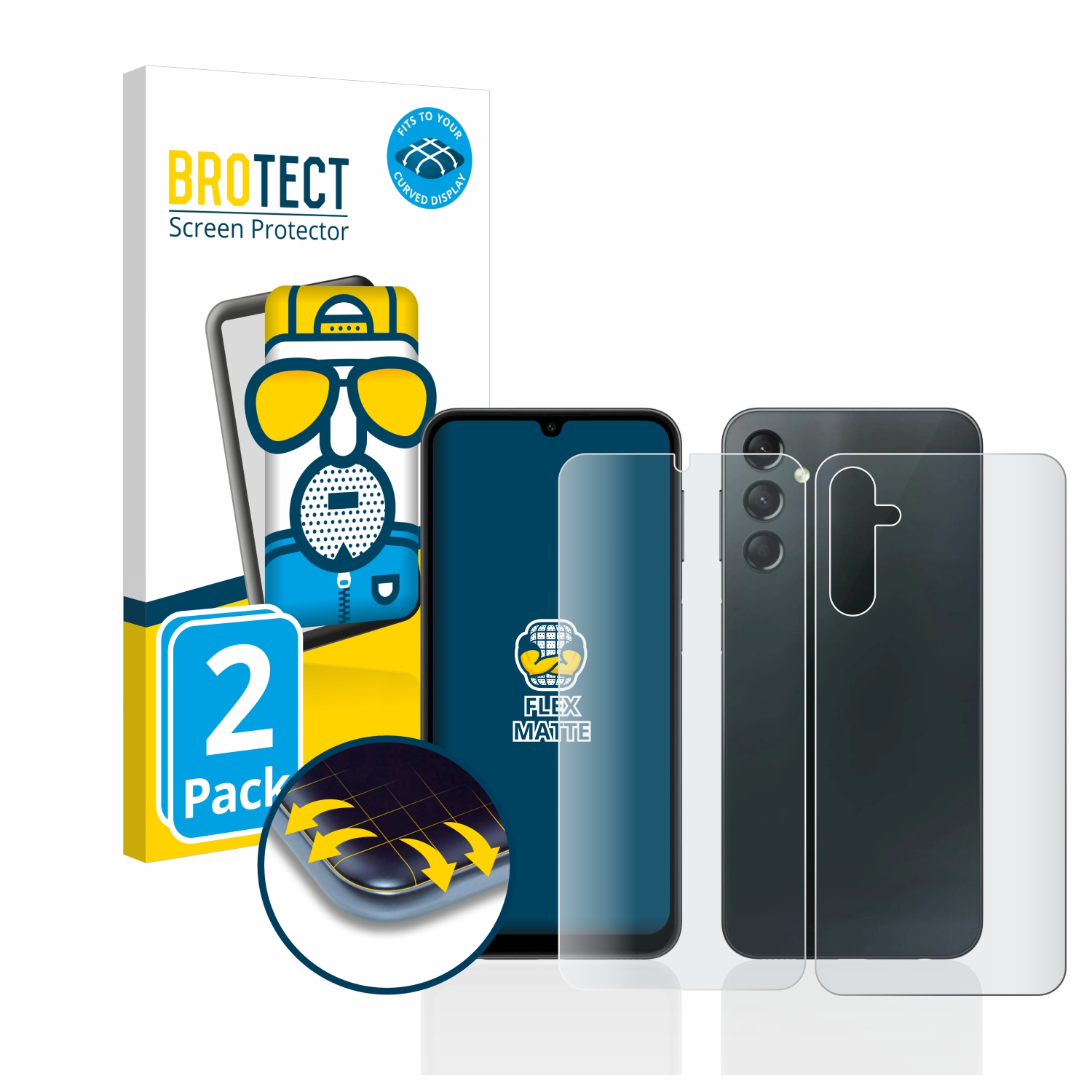 BROTECT 2x Flex 4G) Samsung Galaxy A24 Curved Full-Cover matt Schutzfolie(für 3D