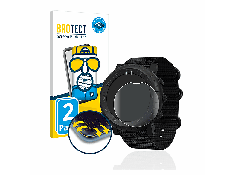 BROTECT 2x Flex matt Full-Cover 3D Curved Schutzfolie(für Suunto Core Alpha) | Smartwatch Schutzfolien & Gläser