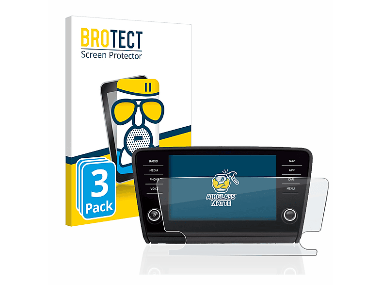 BROTECT 3x Airglass matte Schutzfolie(für Skoda Octavia 2017 Infotainment System)