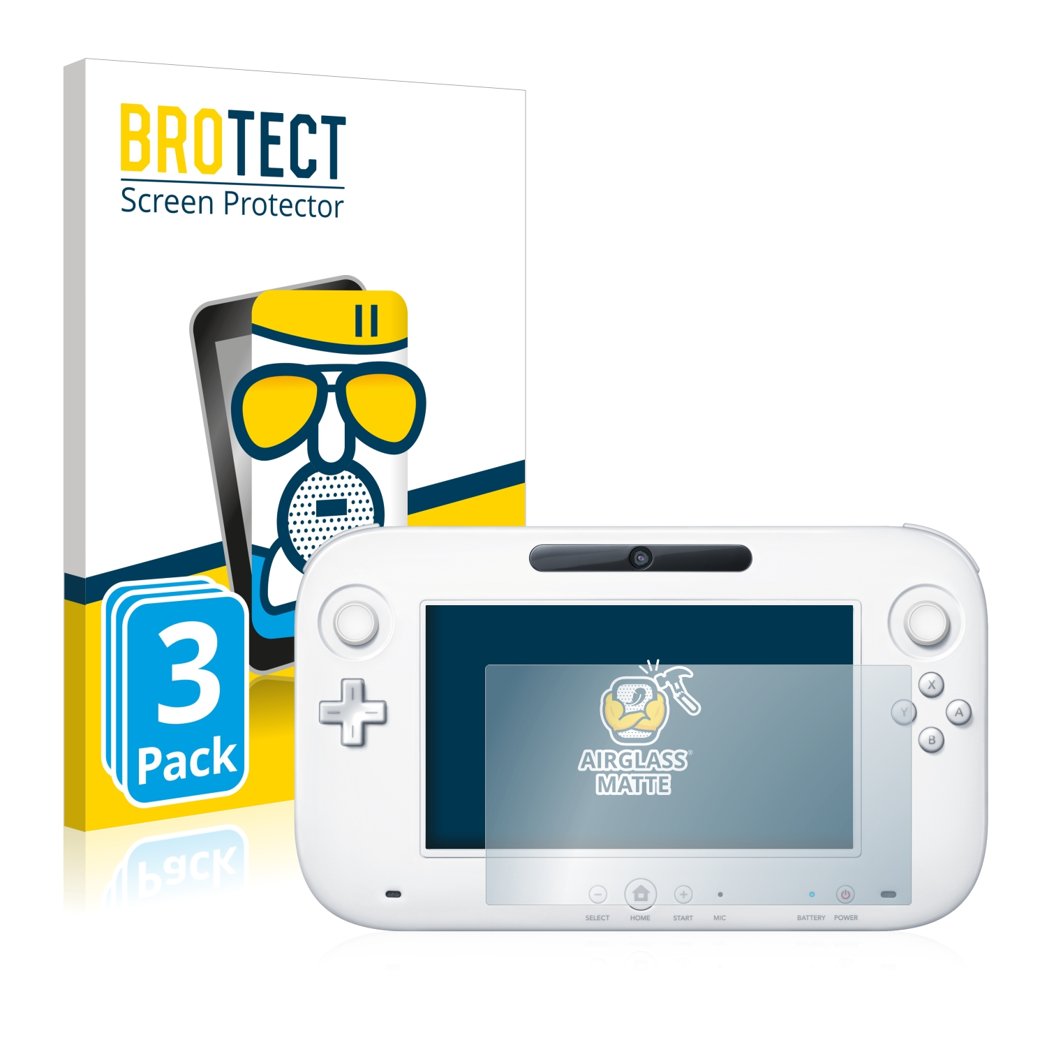 matte Airglass Wii 3x Schutzfolie(für Nintendo U BROTECT (Controller)) GamePad