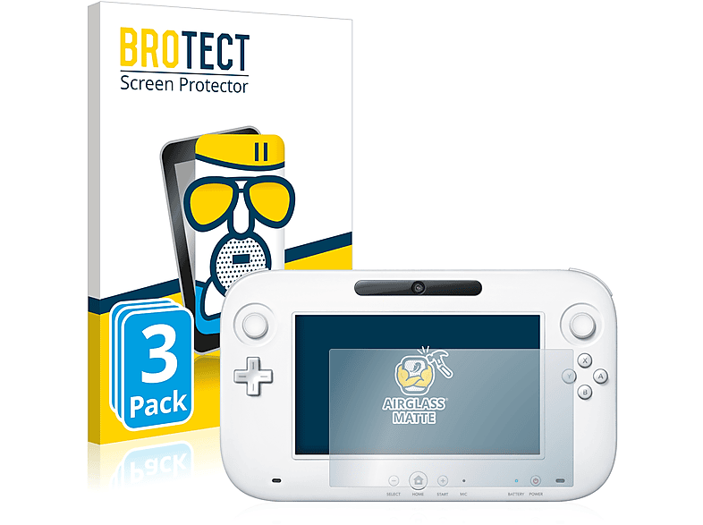 BROTECT 3x Airglass matte Schutzfolie(für Nintendo Wii U GamePad (Controller))