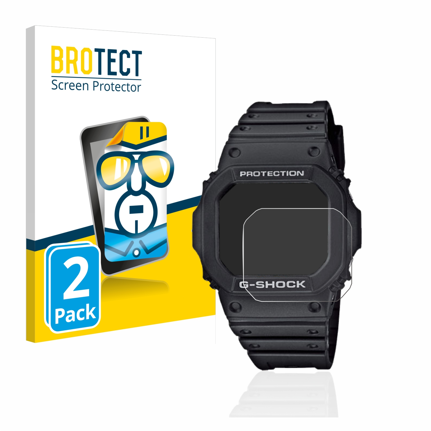 BROTECT 2x klare Schutzfolie(für Casio G-Shock GW-M5610-1ER)