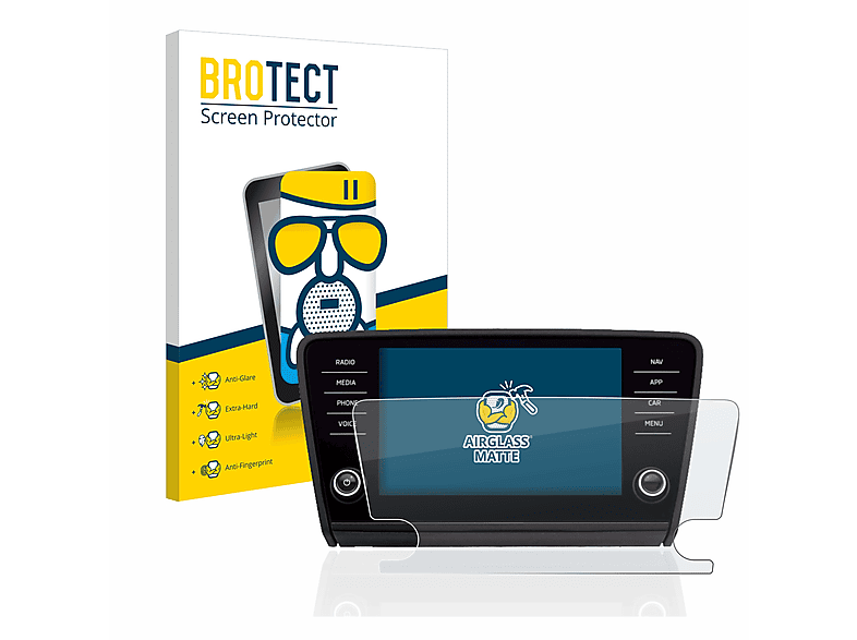 BROTECT Airglass System) Skoda Infotainment matte Octavia Schutzfolie(für 2017