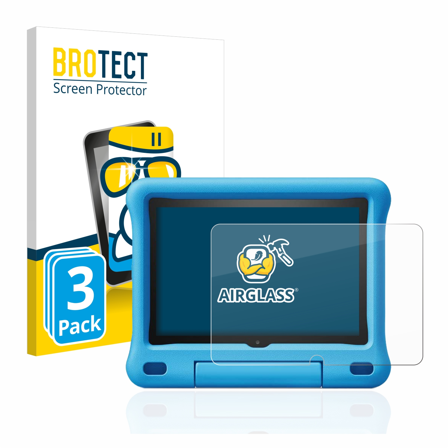 BROTECT (10. Gen.)) Airglass HD Fire Kids klare 2020 Edition 3x Schutzfolie(für 8 Amazon