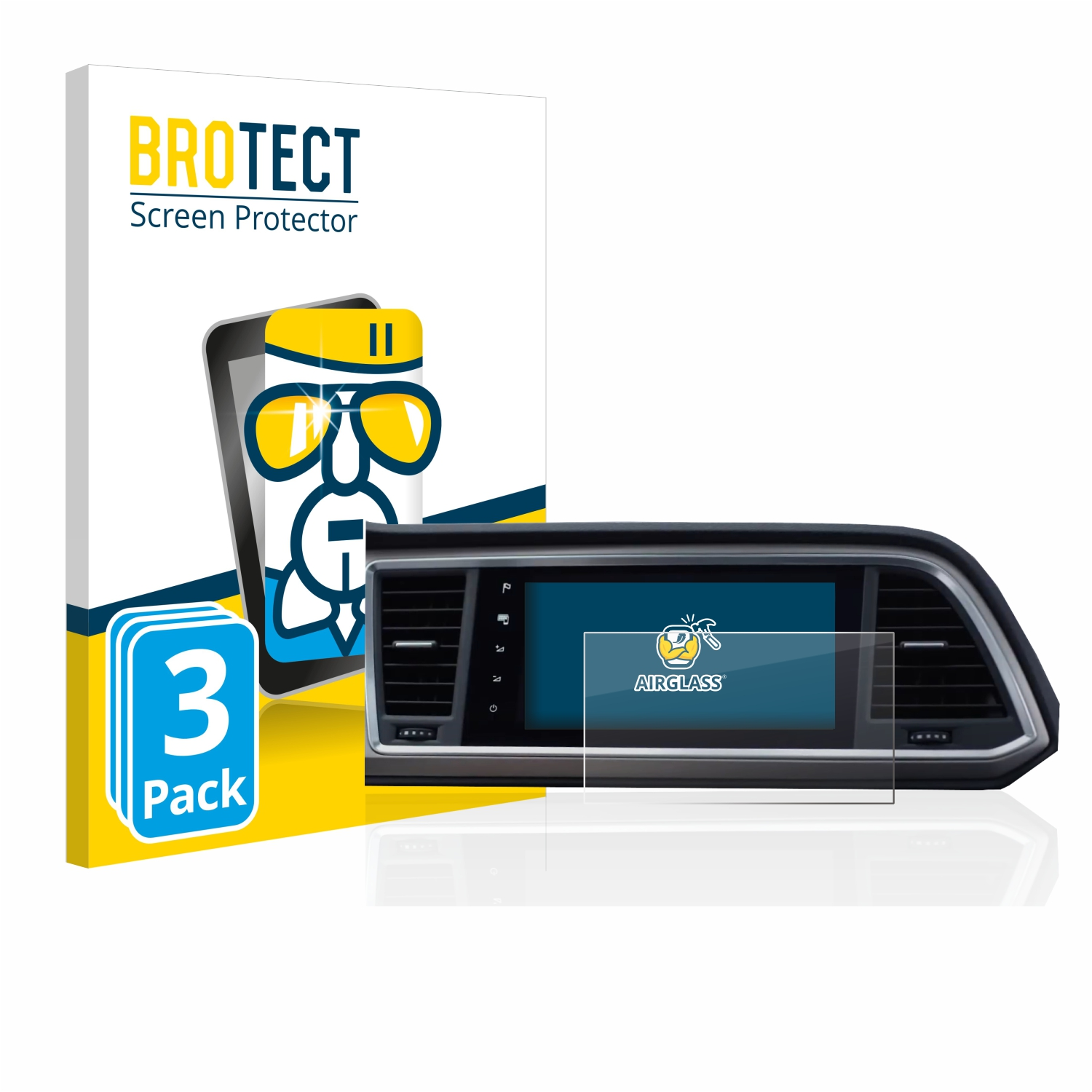 BROTECT 3x Airglass klare Schutzfolie(für System Style Infotainment Go Seat 2020 9.2\