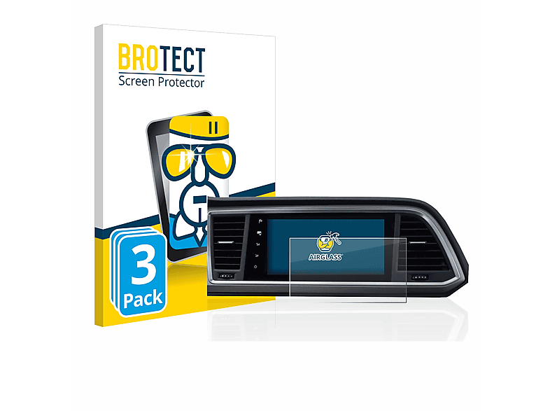 BROTECT 3x Airglass klare Schutzfolie(für Seat Ateca Style Go 2020 Infotainment System 9.2\