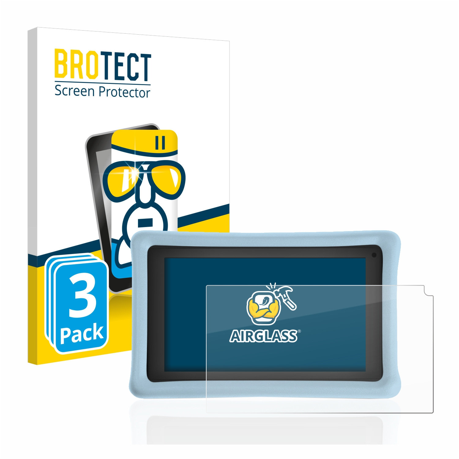 BROTECT 3x Airglass Schutzfolie(für Kids Tablet) Pebble klare Gear 7