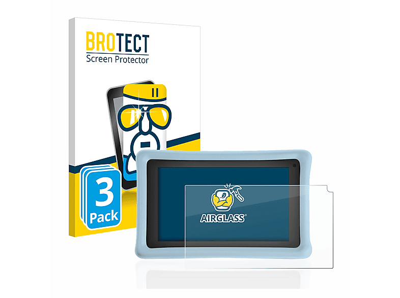 BROTECT 3x Airglass Schutzfolie(für Kids Tablet) Pebble klare Gear 7