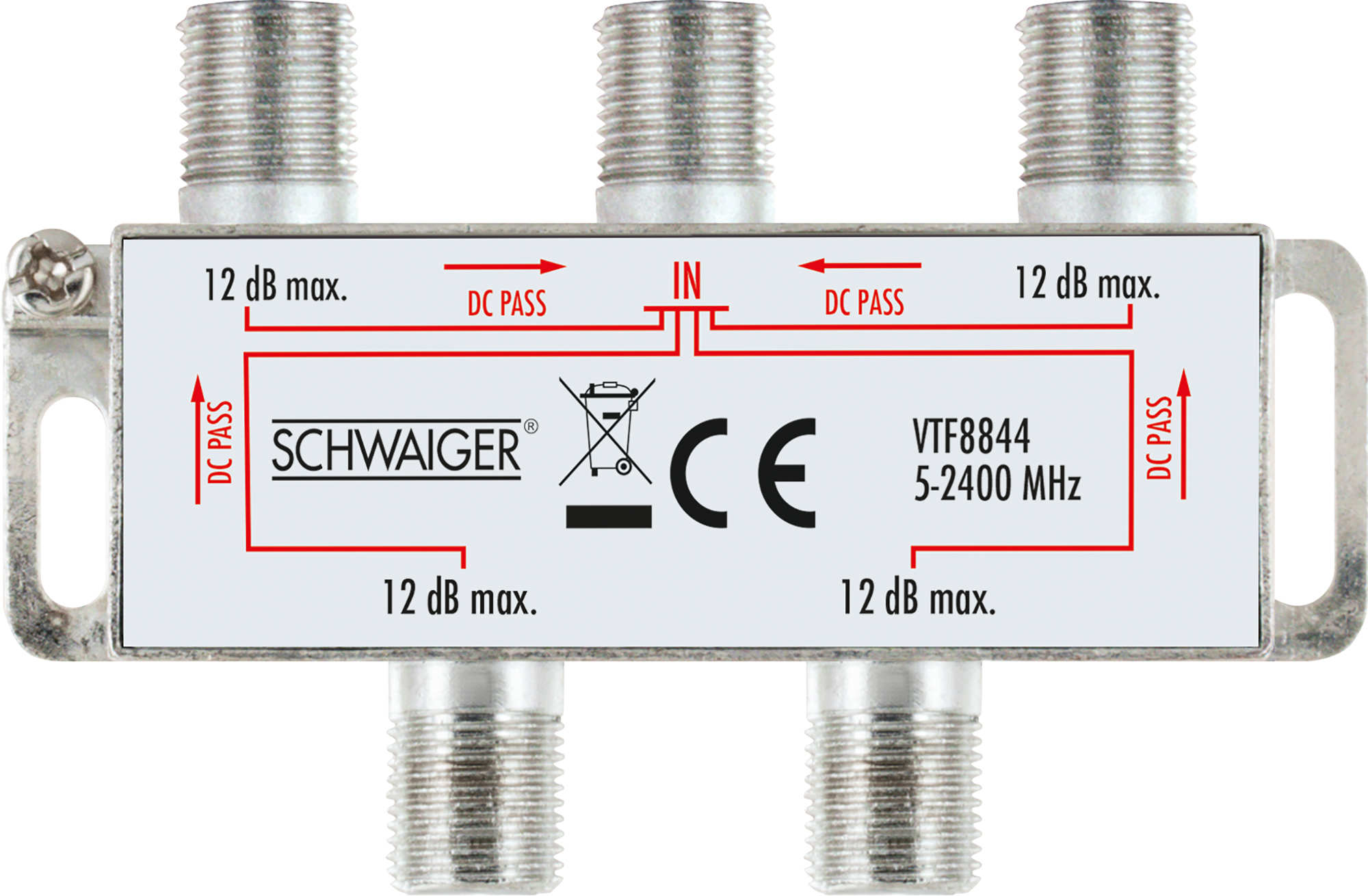 Kabel-, -VTF8844 SCHWAIGER für Antennen- und Verteiler Satellitenanlagen 241- (9 dB) 4-fach