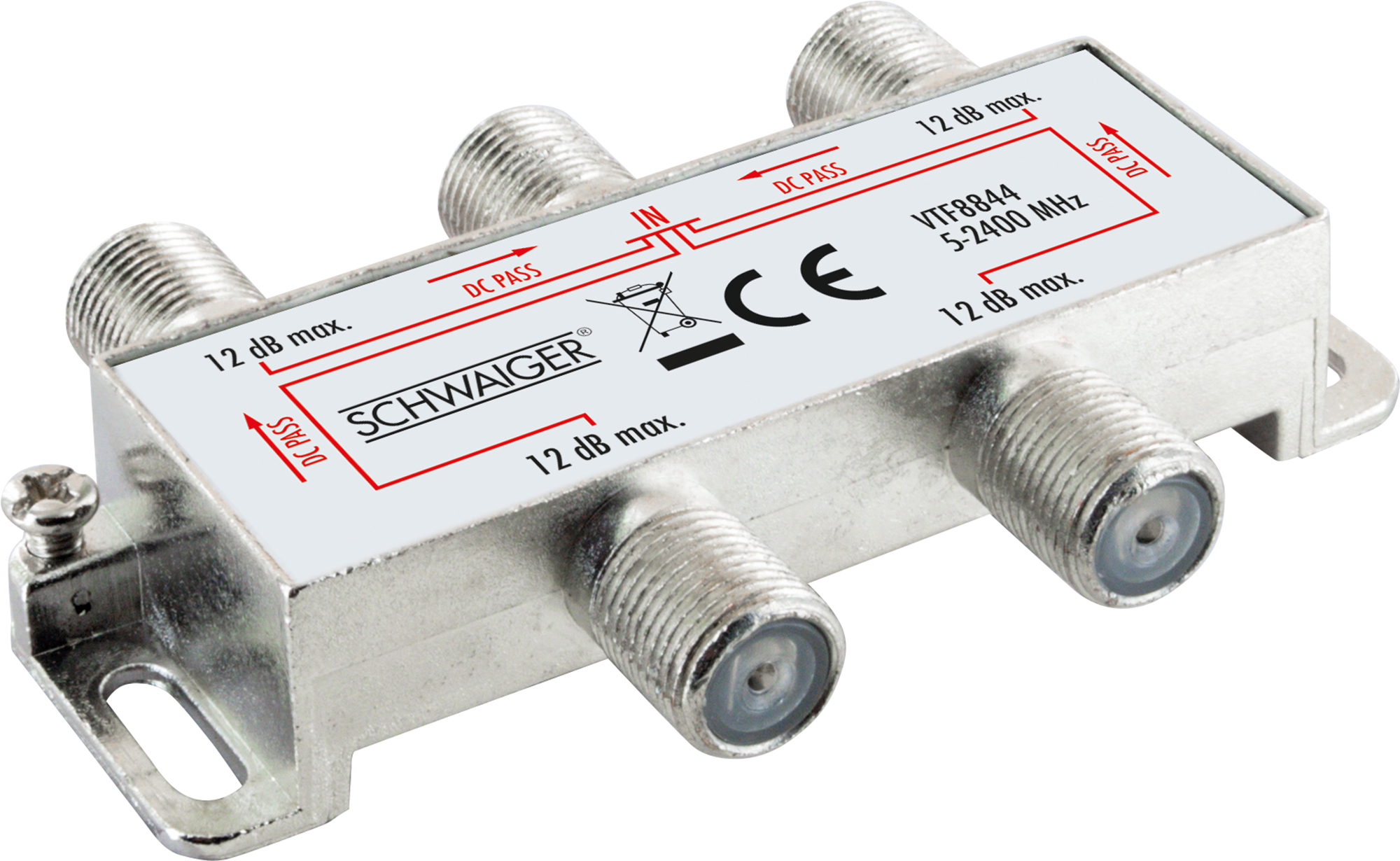 Kabel-, -VTF8844 SCHWAIGER für Antennen- und Verteiler Satellitenanlagen 241- (9 dB) 4-fach