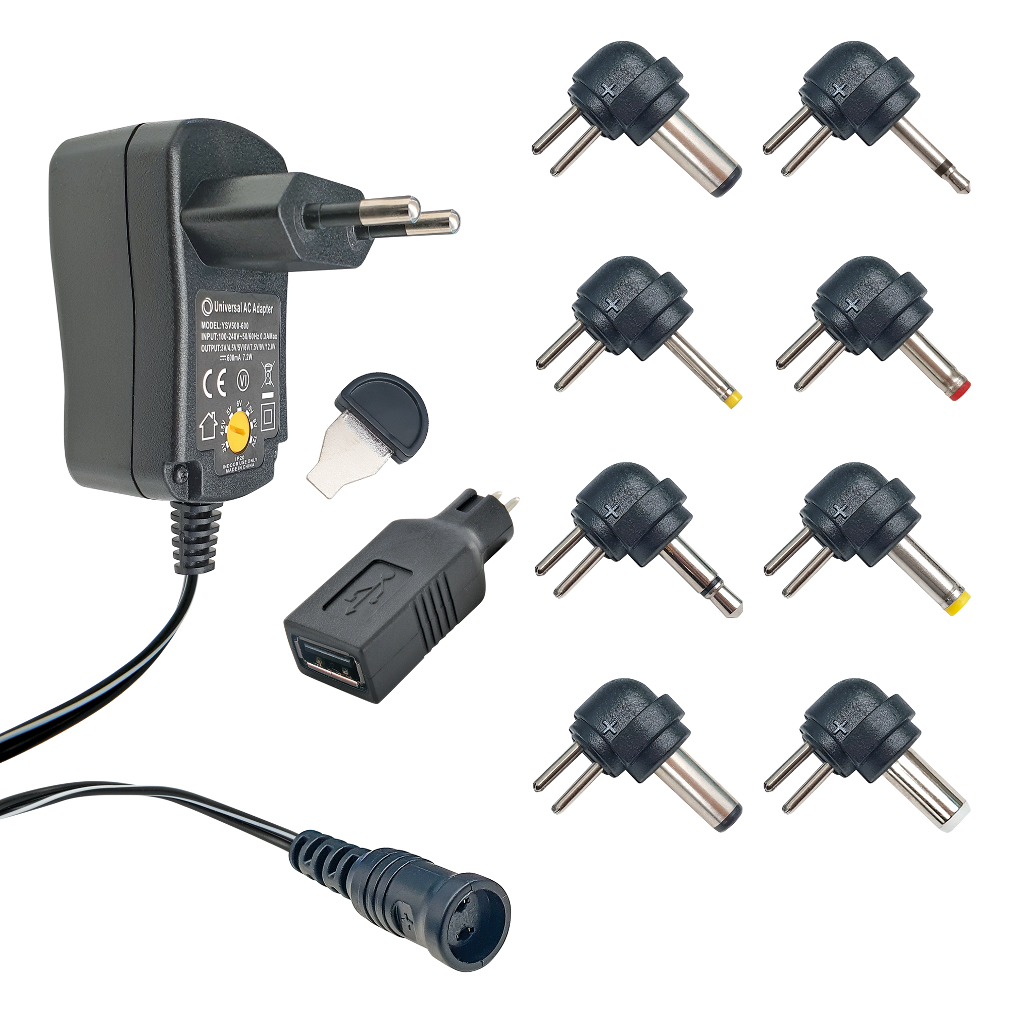 SCHWAIGER -NG600USB 011- Universales Steckernetzgerät (600 etc., Huawei, Schwarz LG, mA) Samsung, z.B