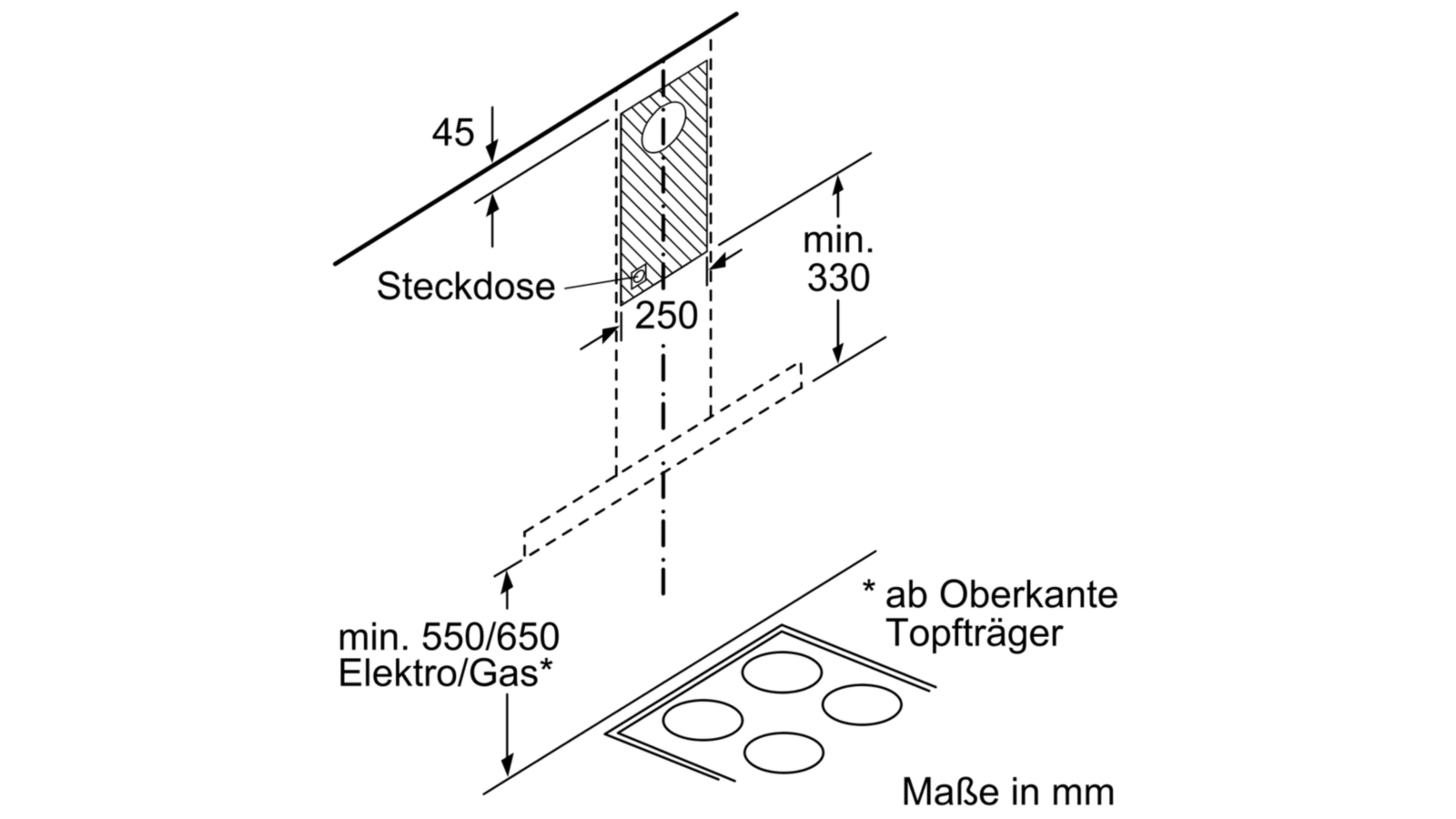 cm BOSCH WANDESSE BC50 (65,00 73,00 cm 66 Dunstabzugshaube breit, EDELSTAHL, tief) DWB