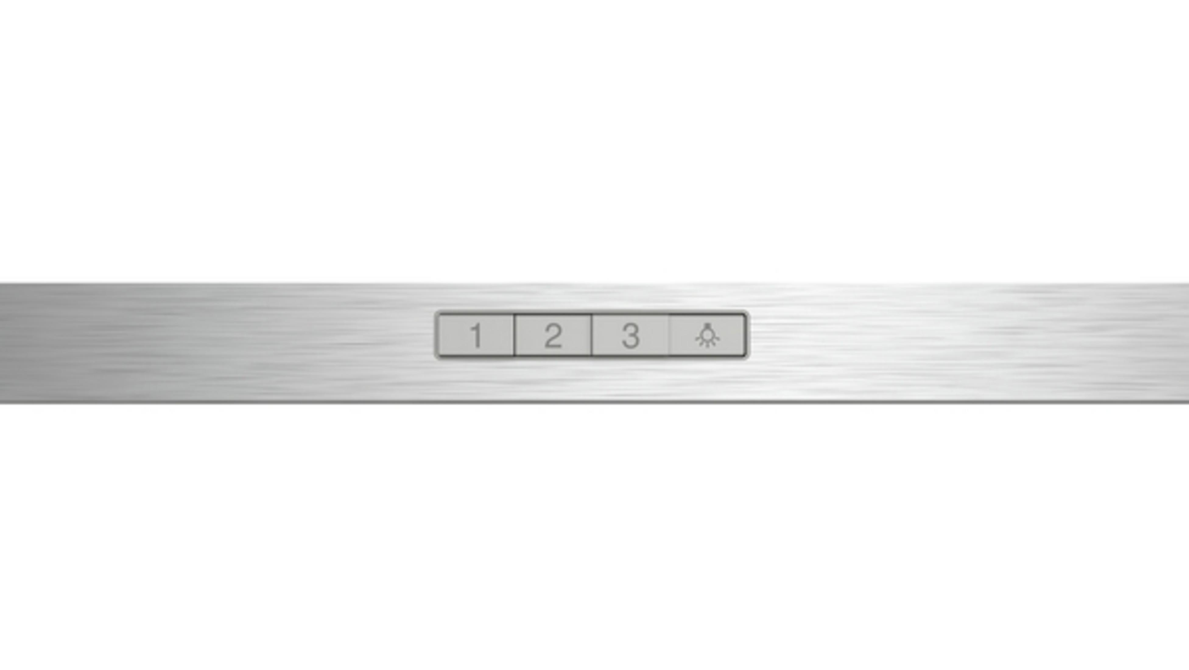 Pannello di controllo in acciaio inox con pulsanti 1, 2, 3 e simbolo luce.
