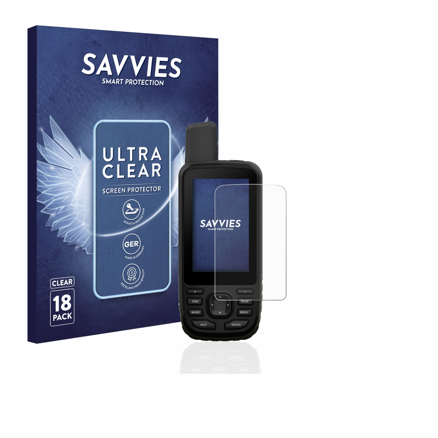 SAVVIES 18x klare Schutzfolie(für GPSMAP Garmin 66s)