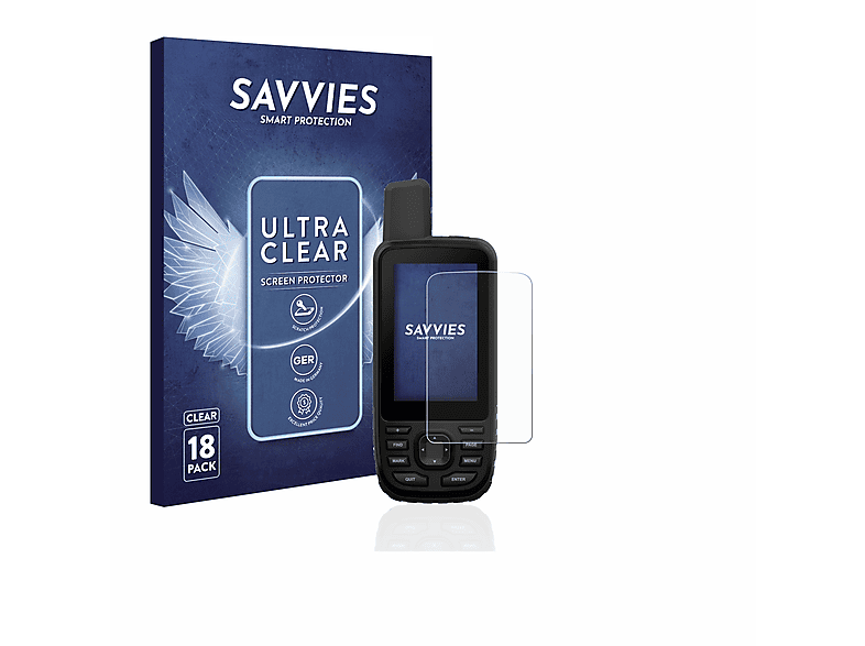 SAVVIES 18x klare Schutzfolie(für GPSMAP 66s) Garmin