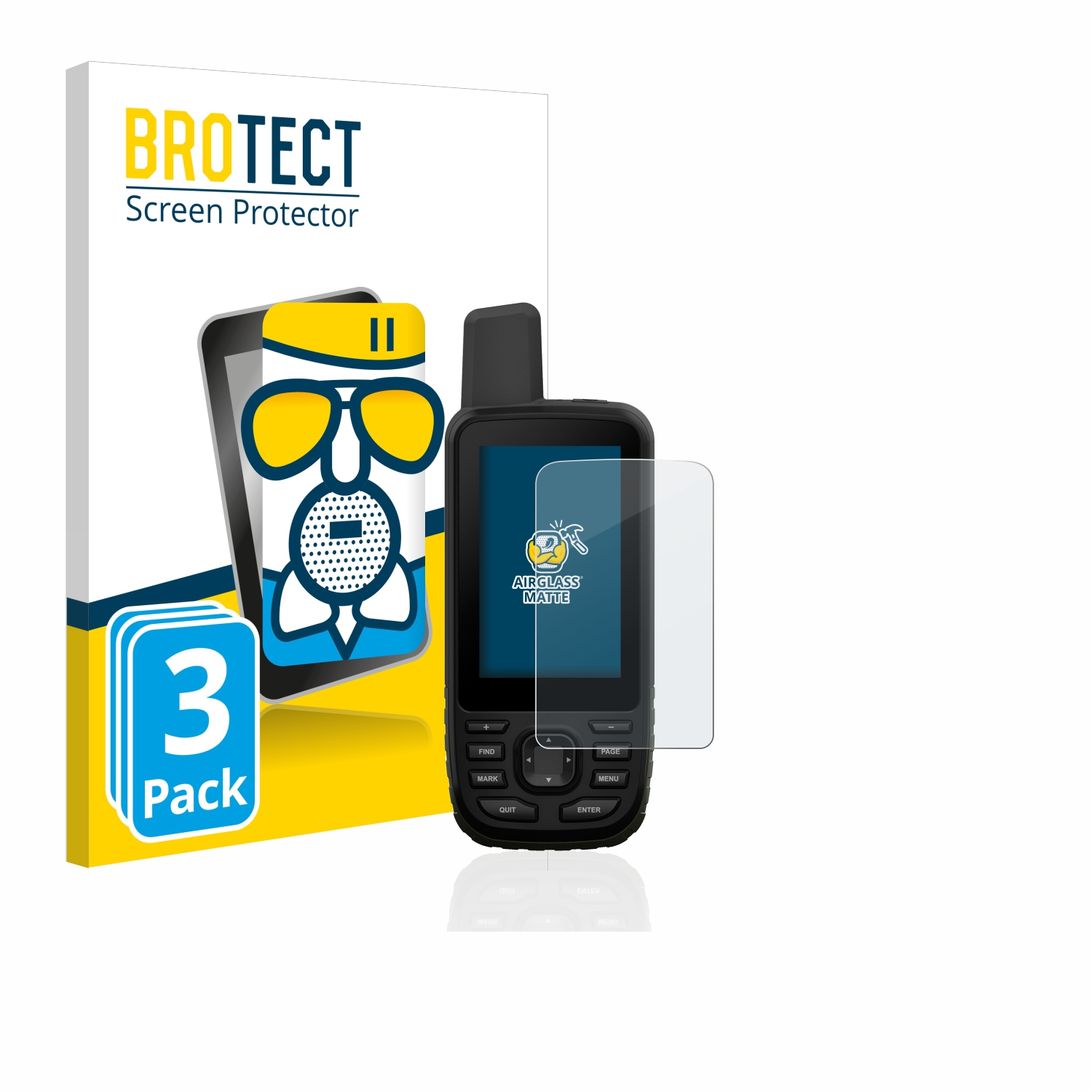 3x GPSMAP Garmin matte Airglass 66s) Schutzfolie(für BROTECT