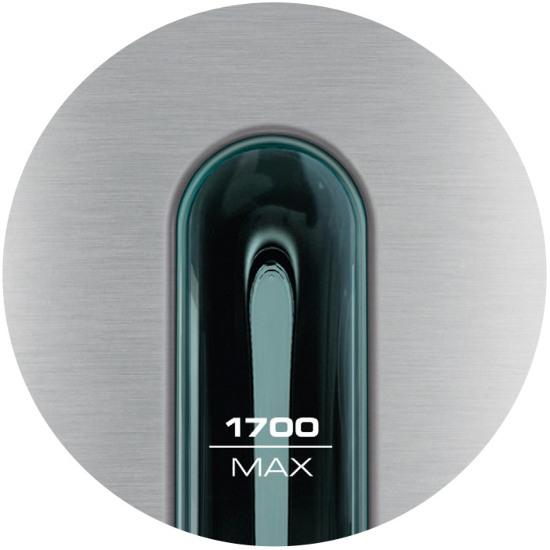 Zbliżenie przezroczystego wskaźnika poziomu wody z niebieskim płynem.