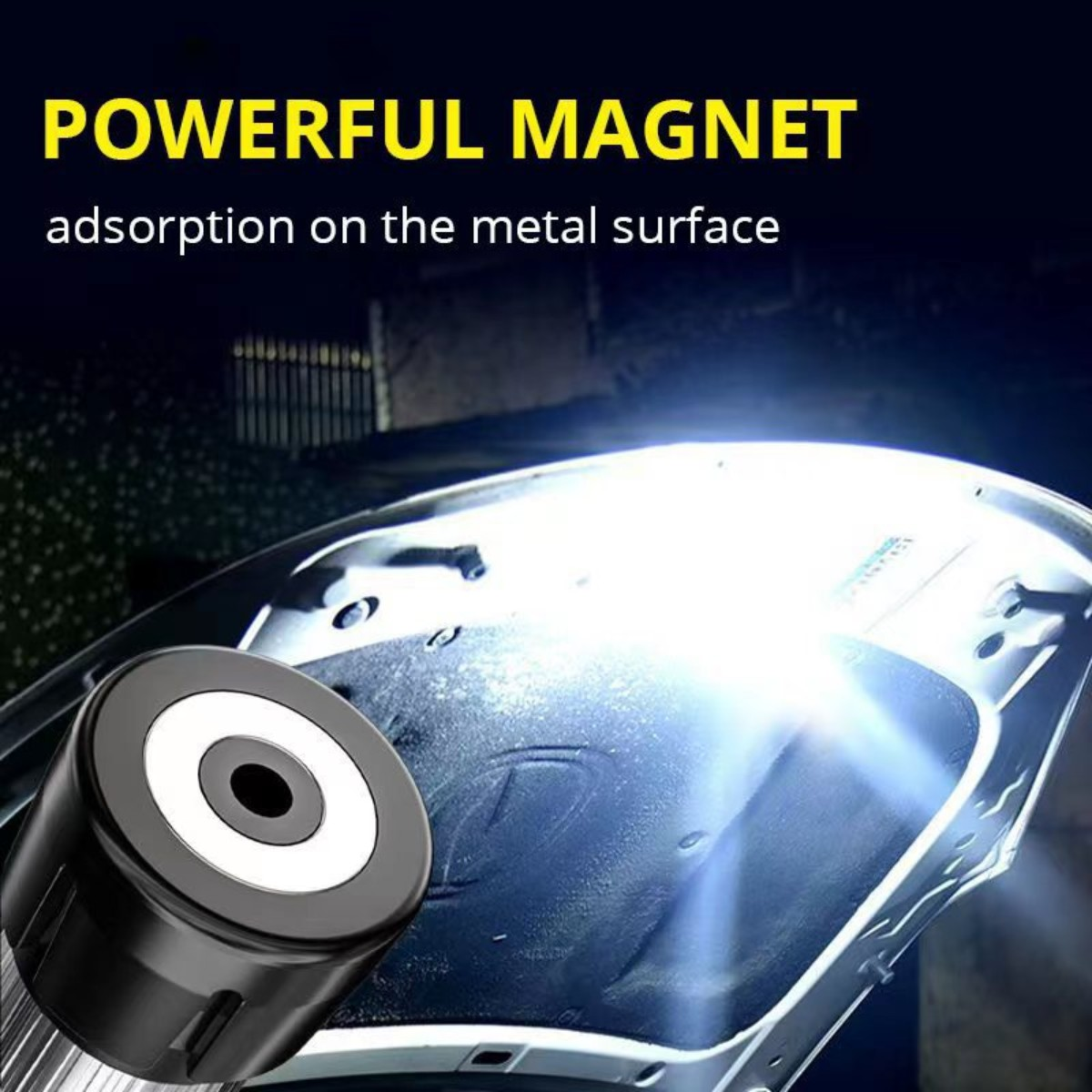 Nahaufnahme eines Magneten mit Text über starke Magnete und deren Adsorption.
