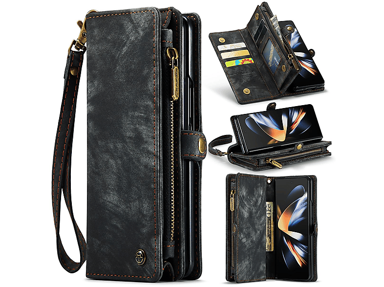 Multifunktion Fold4 Tasche WIGENTO & Galaxy Samsung, Schwarz Z 5G, Bookcover, Geldbörse,