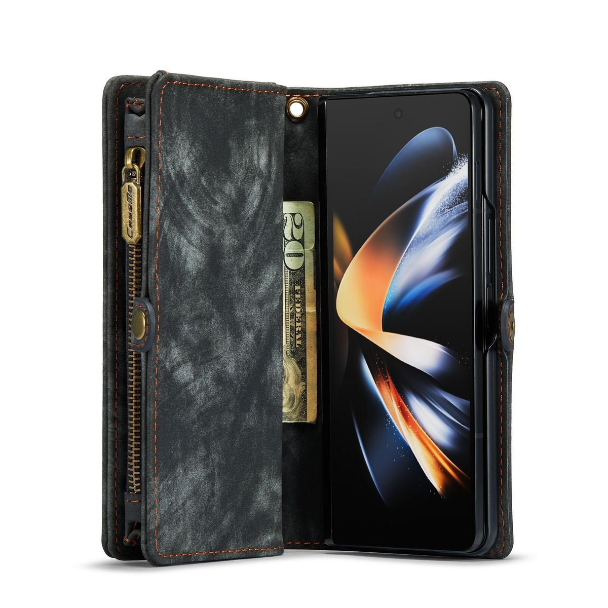 Multifunktion Fold4 Tasche WIGENTO & Galaxy Samsung, Schwarz Z 5G, Bookcover, Geldbörse,