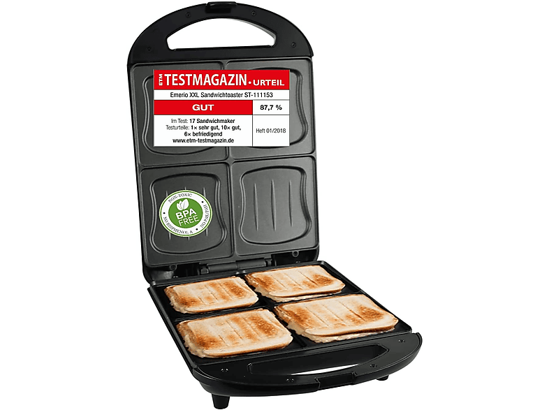 EMERIO ST-111153.4 Sandwichmaker Schwarz