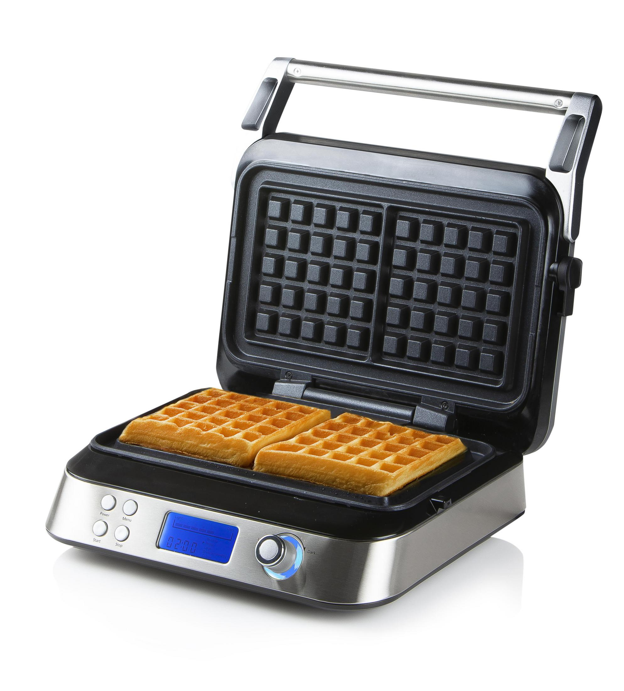 DOMO DO 9219W (EDELSTAHL/SCHWARZ) Waffeleisen Silber