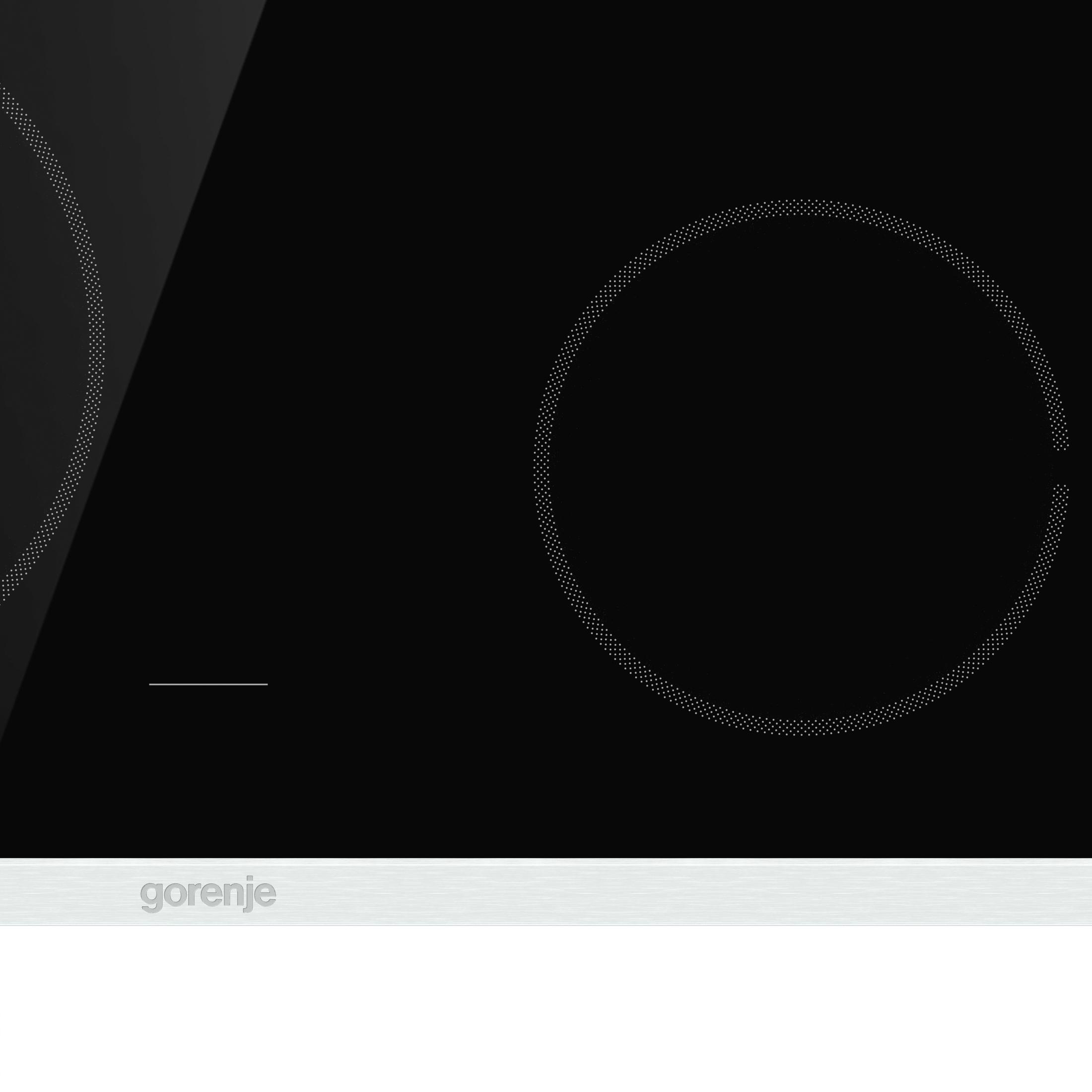 Czarna płyta indukcyjna z dwoma okrągłymi strefami gotowania.