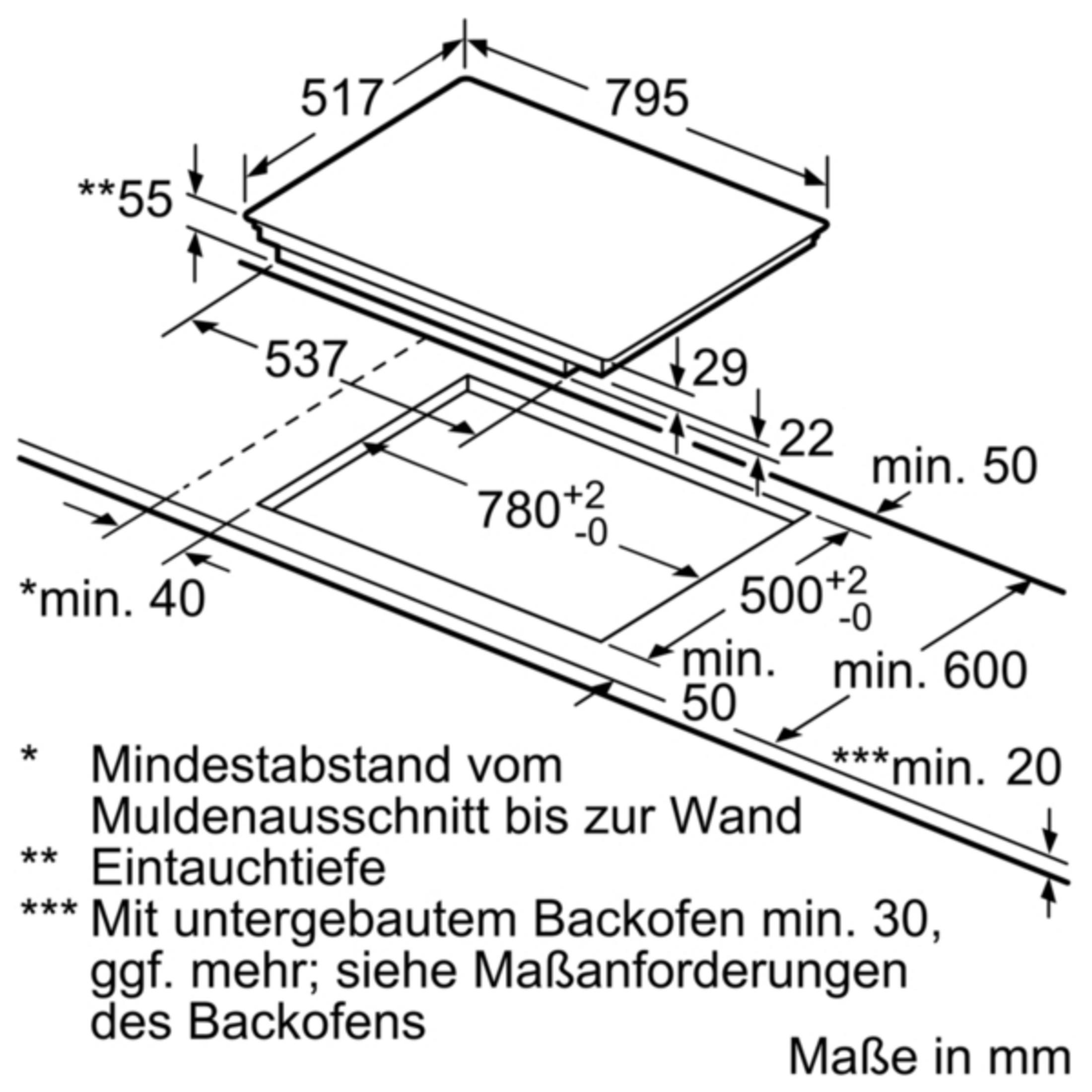 NEFF T 68 mm 2 6 BT breit, QN 4 Induktionskochfeld Kochfelder) (795