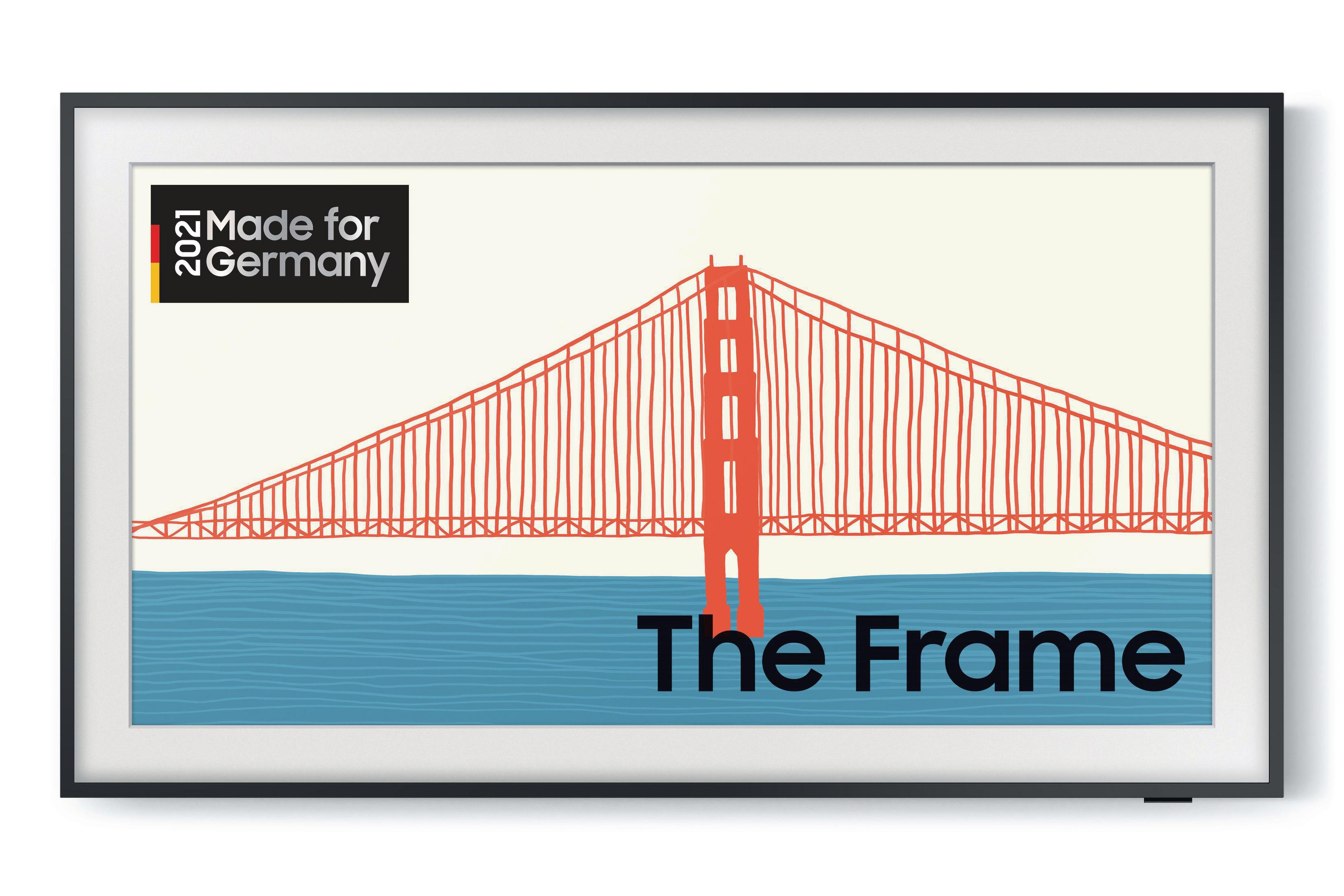 Telewizor Samsung The Frame, ilustracja mostu Golden Gate.