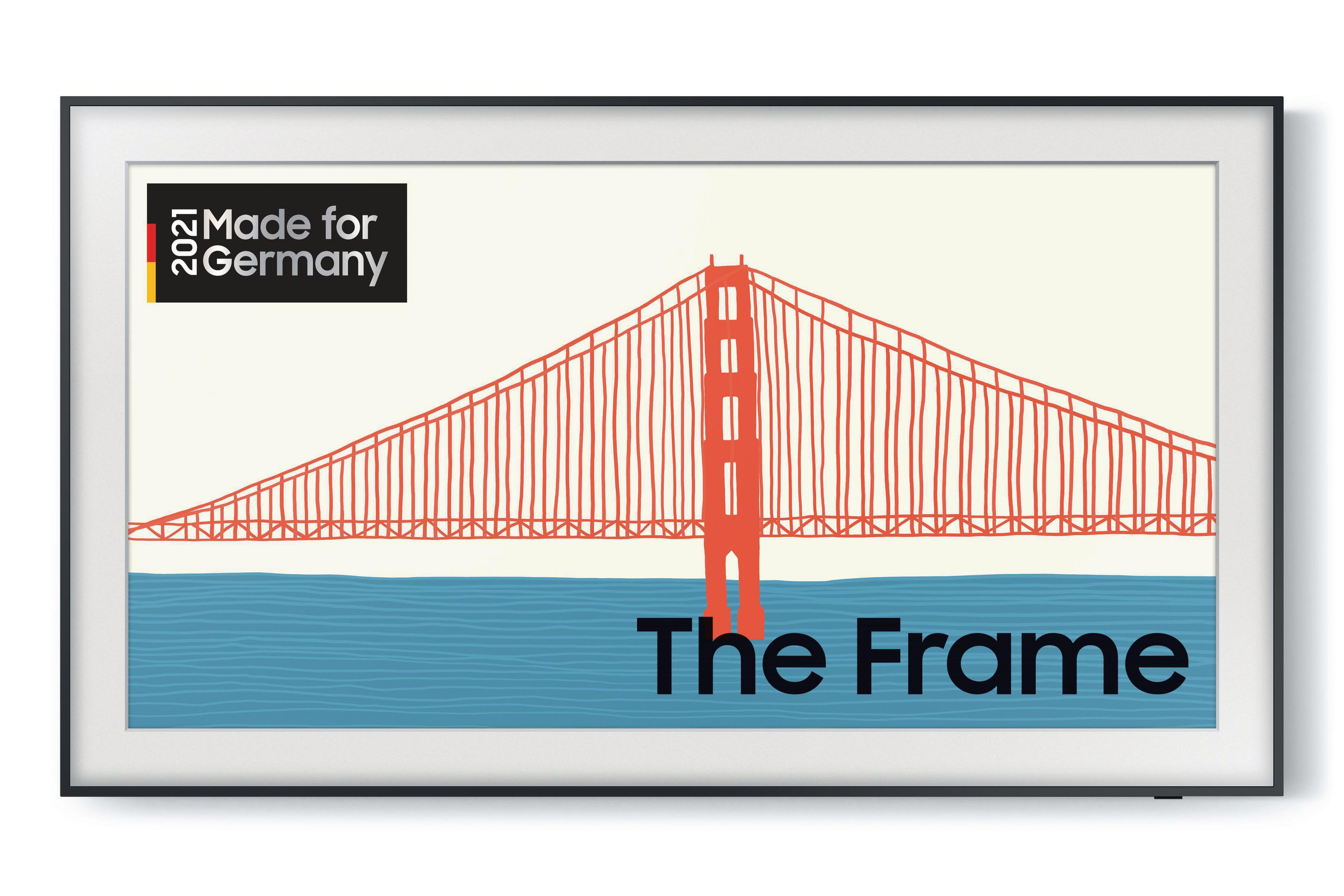 Ein Fernsehbildschirm mit einer Zeichnung der Golden Gate Bridge.