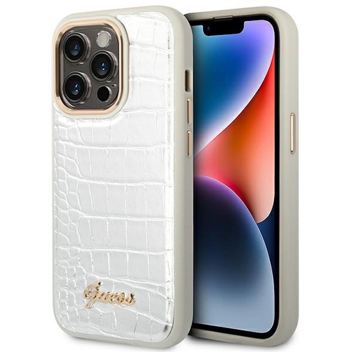 GUESS Croco Collection Design Hlle, Backcover, Apple, iPhone 14 Pro Max,  Silber | MediaMarkt