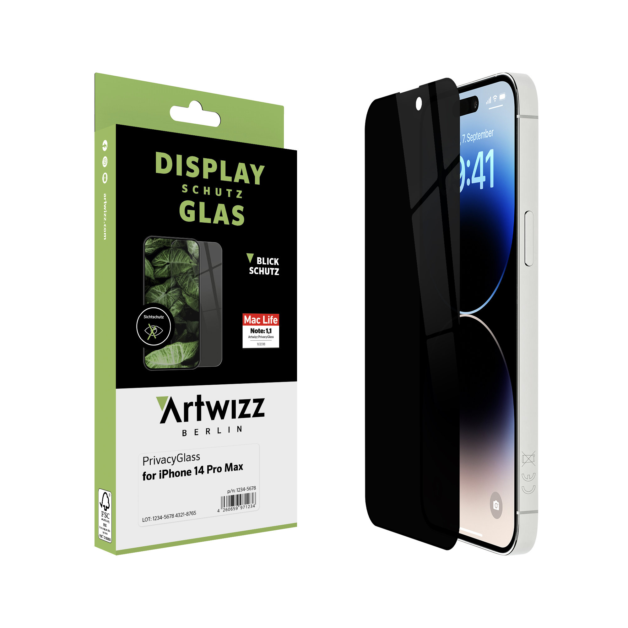 iPhone PrivacyGlass 14 Apple ARTWIZZ Displayschutz(für Pro)