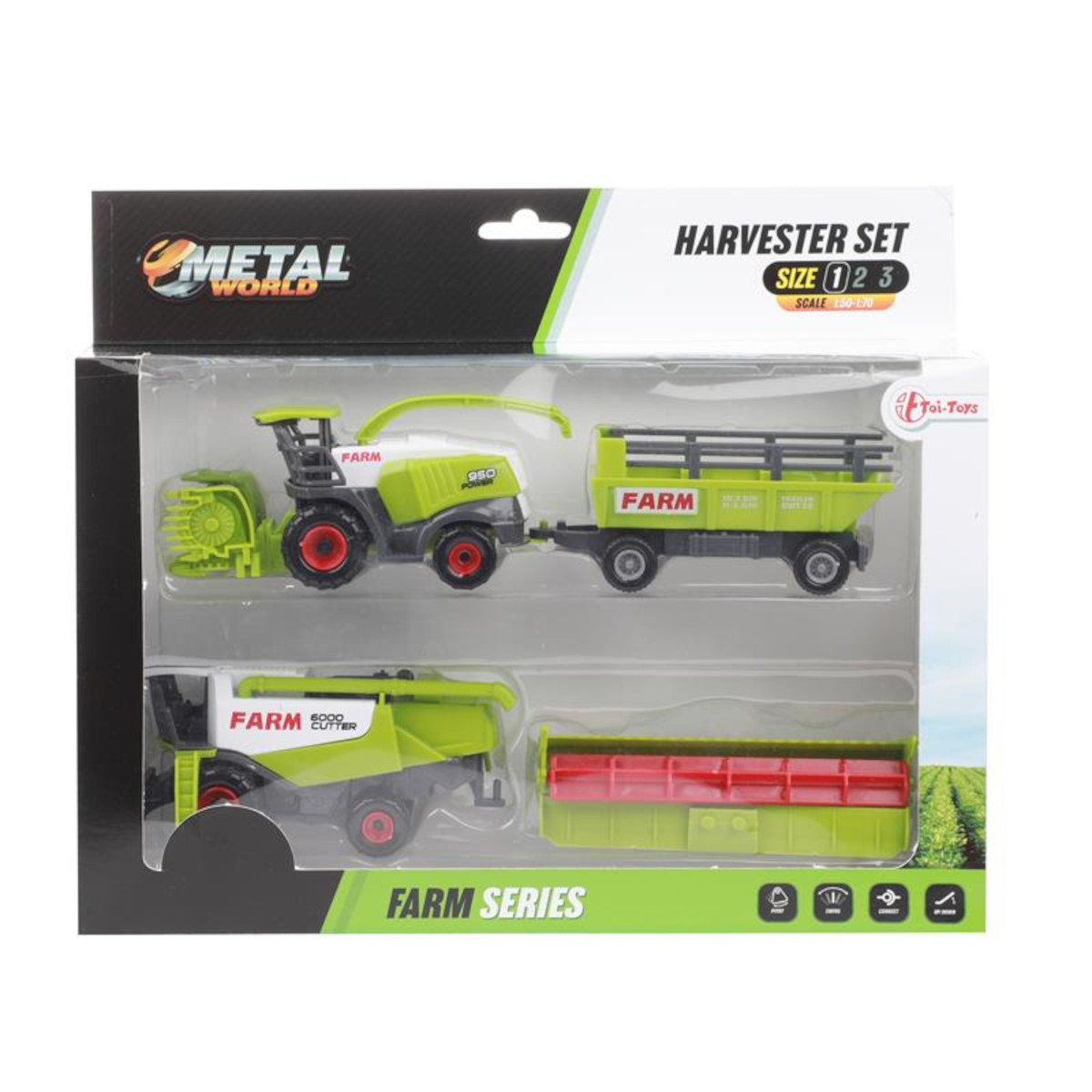 - Metal Mähdrescher Anhänger mit TOI-TOYS Spielzeugfahrzeug Landwirtschafts-Set Set World