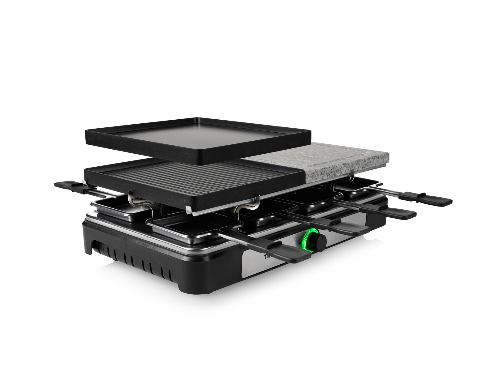 Raclette-Grill mit drei Kochflächen.